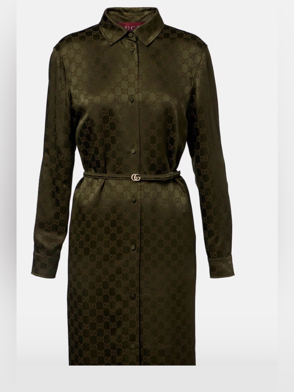 Gucci Black Jacquard Satin Shirt Dress with Gucci Belt NWT